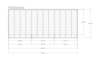 Douglas overkapping, 302 x 735 cm + wanden blank, Verando, Pure